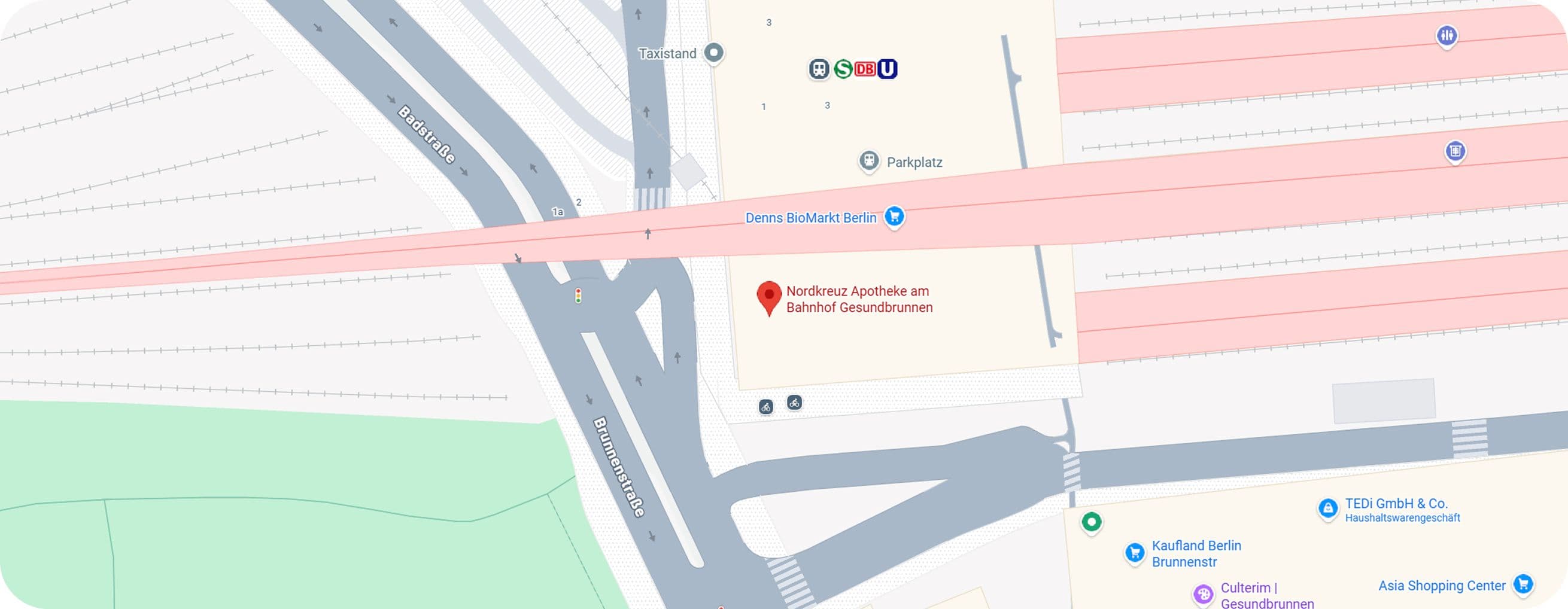 Anfahrtskarte – Standort der Nordkreuz Apotheke in Berlin